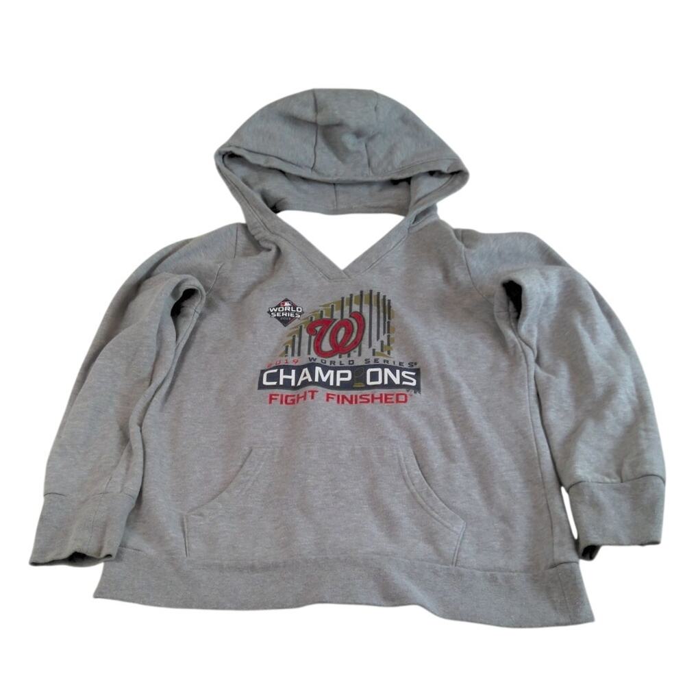 Washington Nationals 2019 World Series Women's Pullover Hoodie Large Gray